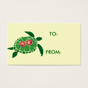 Hibiscus flower sea turtle gift tag