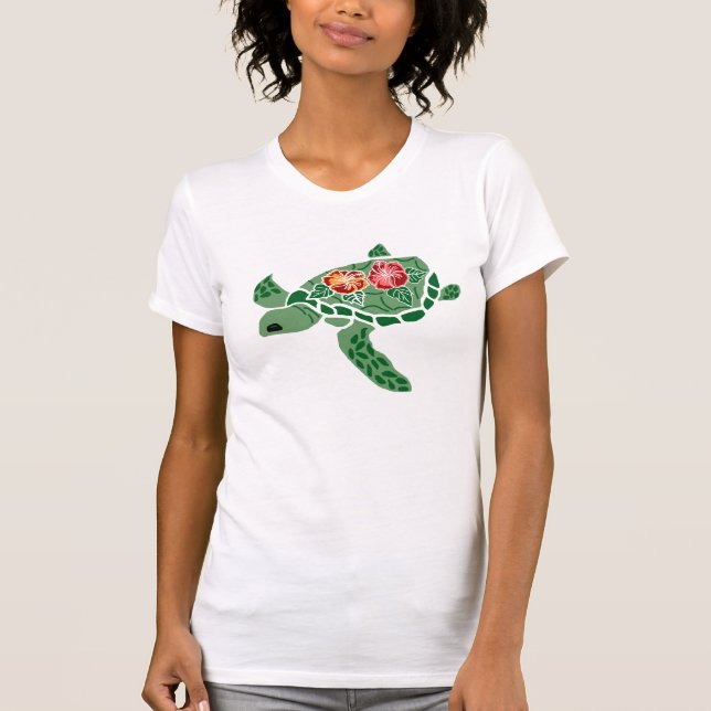 Hibiscus flower sea turtle shirt (Front)
