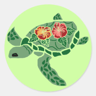 Hibiscus flower sea turtle stickers