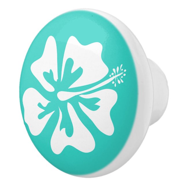 Hibiscus flower seaside floral print ceramic knob  (Right)