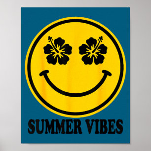 Hibiscus flower smile summer vibes happy face poster