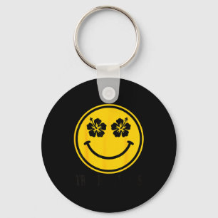 Hibiscus flower smile tropical beach summer vibes key ring