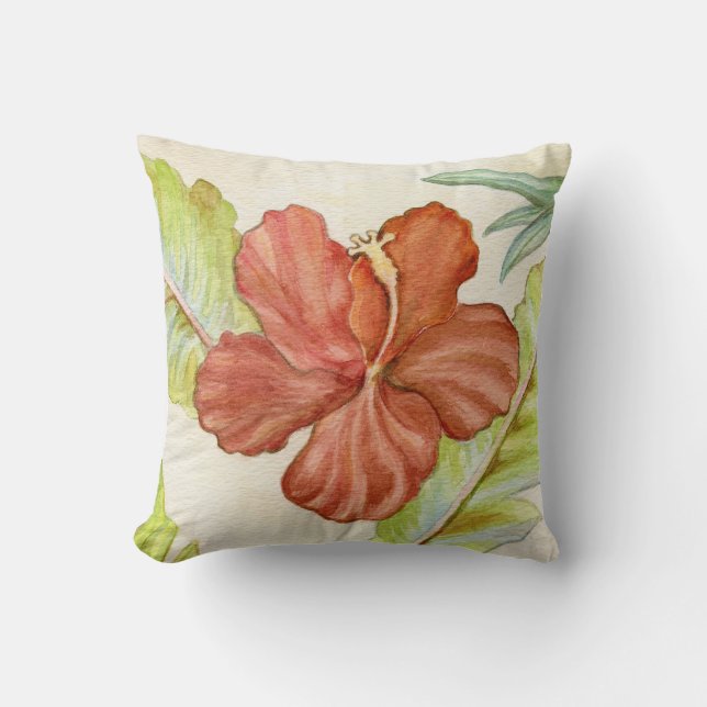 Hibiscus Flower Throw Pillow (Front)