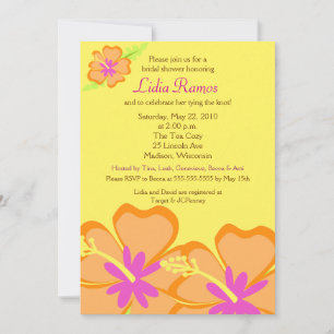 Hibiscus Flower Tropical 5x7 Bridal Shower Invite