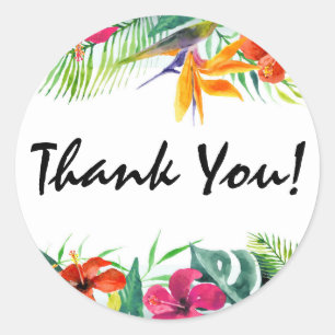 Hibiscus Flower Tropical Paradise Hawaii Thank You Classic Round Sticker