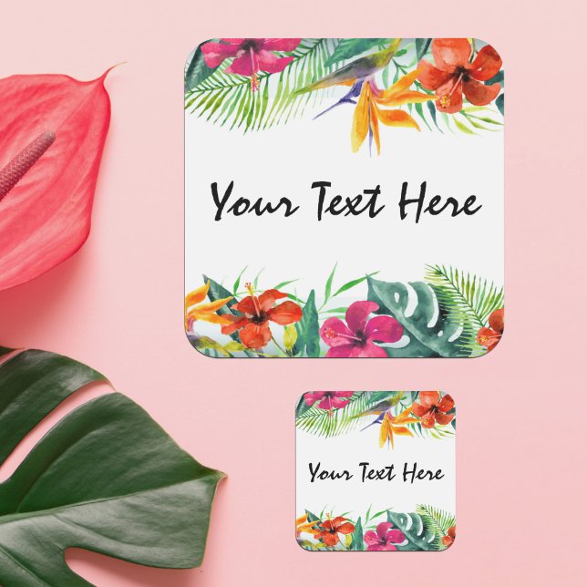 Hibiscus Flower Tropical Paradise Hawaiian Floral Square Sticker (Creator Uploaded)
