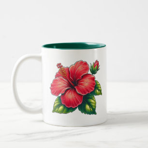 Hibiscus flower two tone Two-Tone coffee mug