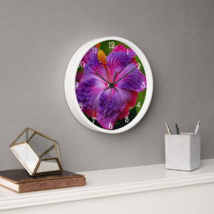 Hibiscus Flower Wall Clock