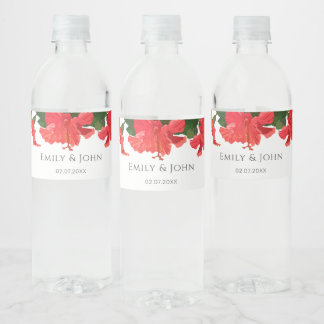 Hibiscus flower Water Bottle Label
