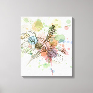 Hibiscus flower & watercolor background canvas print