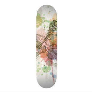 Hibiscus flower & watercolor background skateboard