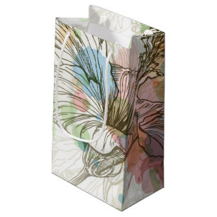 Hibiscus flower & watercolor background small gift bag