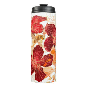 Hibiscus flower - watercolor paint 2 thermal tumbler