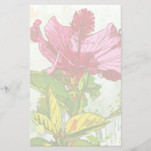 Hibiscus flower - watercolor paint stationery