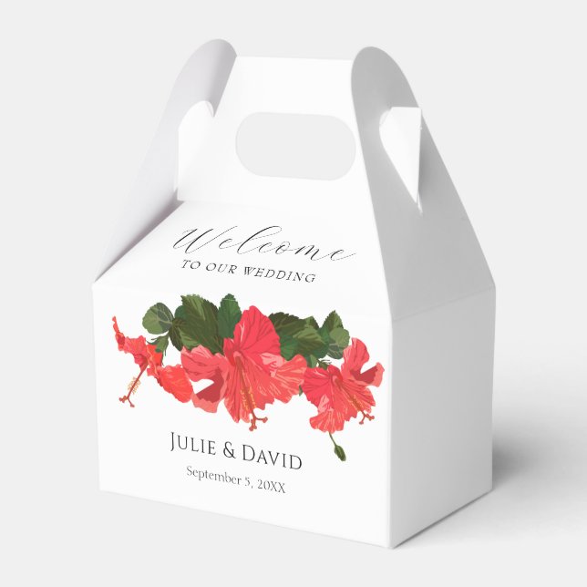 Hibiscus Flower Wedding Favour Box  (Front Side)