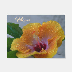 Hibiscus flower Welcome Doormat