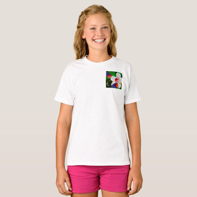 Hibiscus flower with 2 Tiger Basic Dark T-Shirt (Front Full)