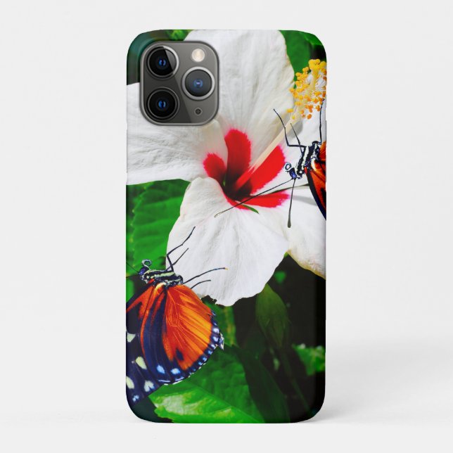 Hibiscus flower with 2 Tiger Longwing butterflies Case-Mate iPhone Case (Back)