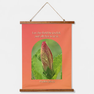 Hibiscus Flower with Dew Drops and Bible Verse Hanging Tapestry