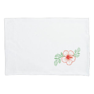 Hibiscus Flower with leaves Pillowcase