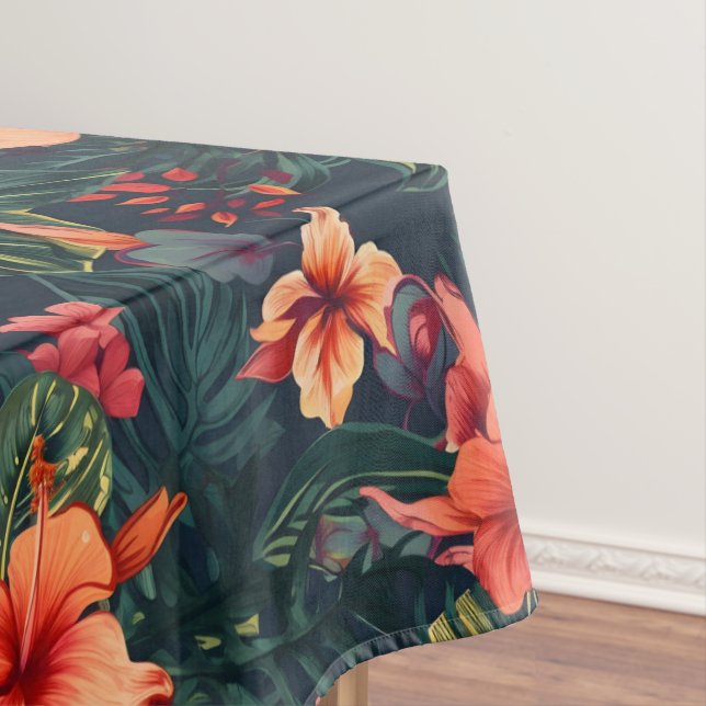 Hibiscus Flowers, A Tropical Floral Pattern Tablecloth (In Situ)