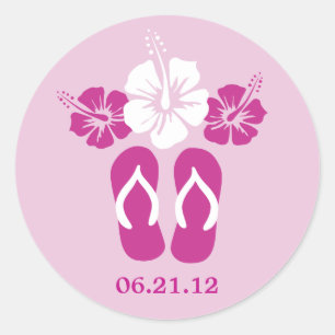Hibiscus Flowers and Flip Flops Classic Round Sticker