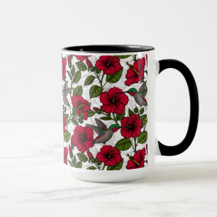 Hibiscus flowers and hummingbirds mug
