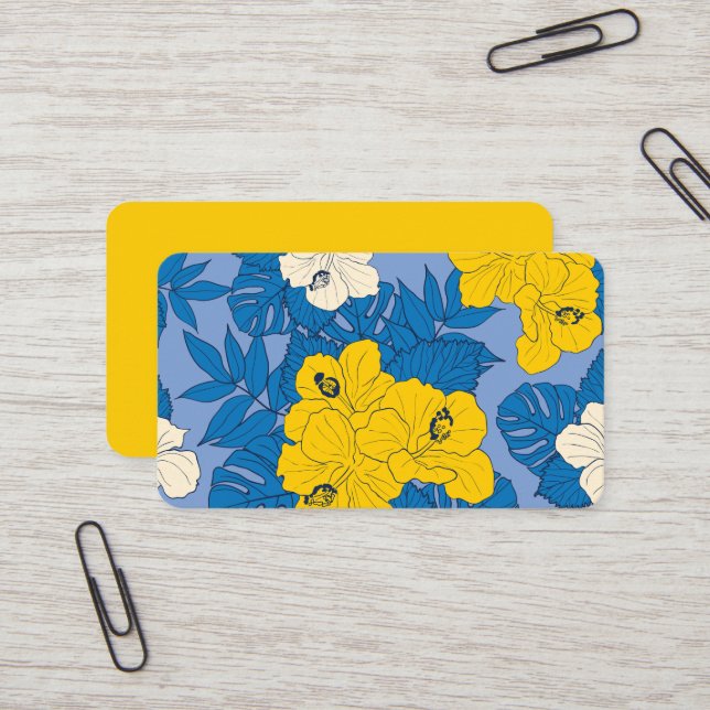 Hibiscus flowers and leaves   business card (Front/Back In Situ)
