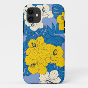 Hibiscus flowers and leaves iPhone 11 case