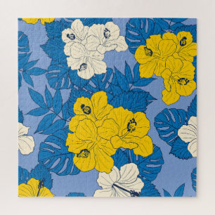 Hibiscus flowers and leaves jigsaw puzzle