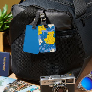 Hibiscus flowers and leaves  luggage tag
