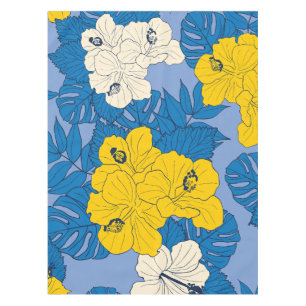 Hibiscus flowers and leaves   tablecloth
