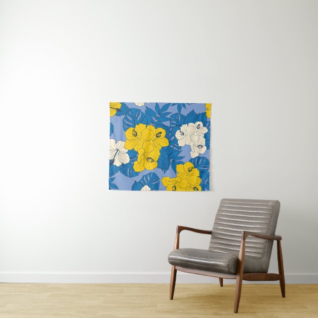 Hibiscus flowers and leaves   tapestry (In Situ (Horizontal))