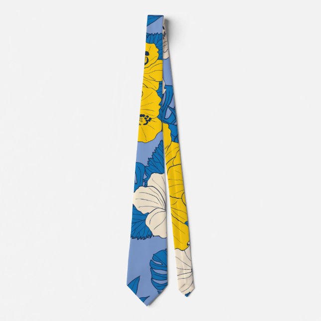 Hibiscus flowers and leaves   tie (Front)