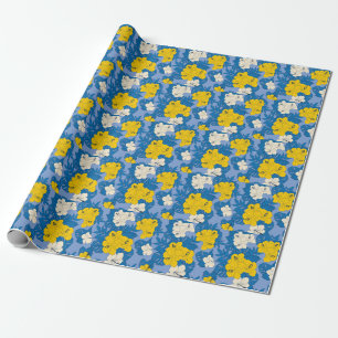 Hibiscus flowers and leaves  wrapping paper