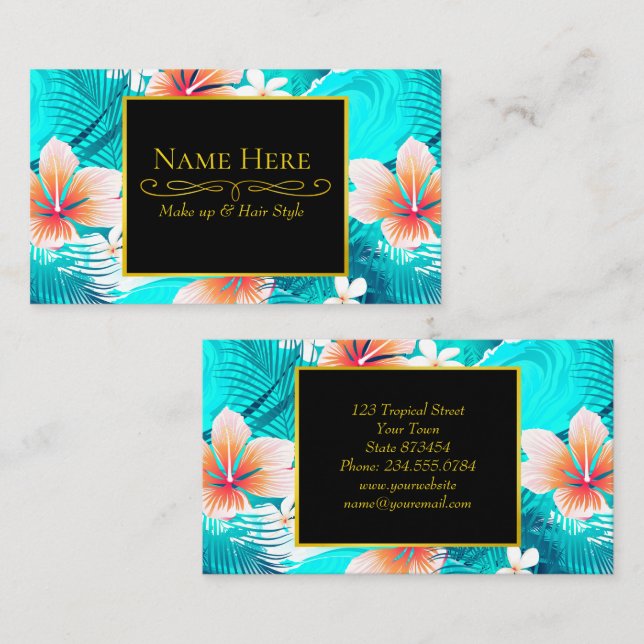 Hibiscus flowers at the beach business card (Front/Back)