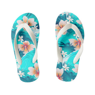 Hibiscus flowers at the beach kid's flip flops