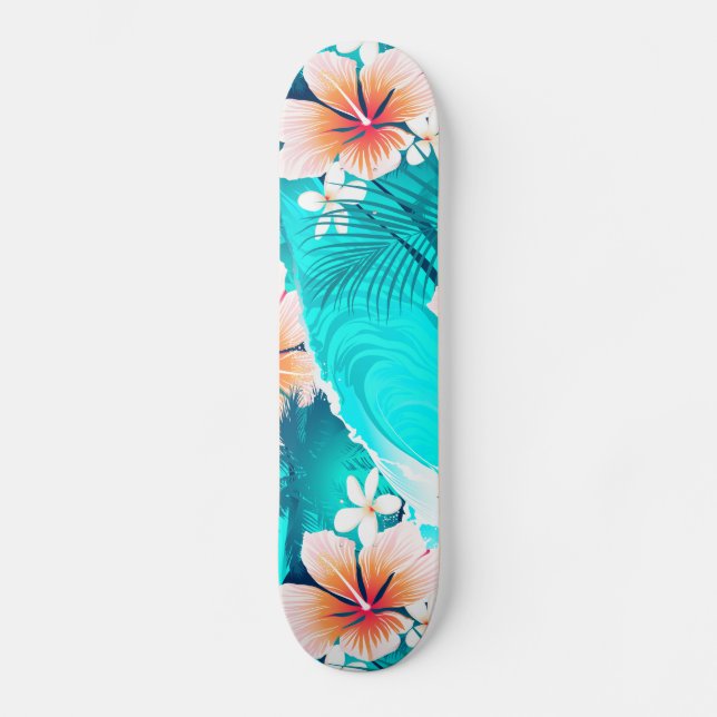 Hibiscus flowers at the beach skateboard (Front)