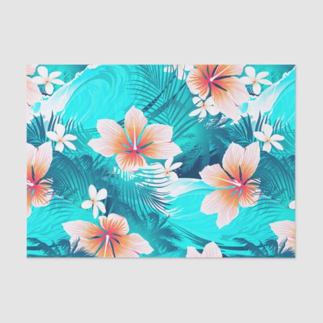 Hibiscus flowers at the beach tissue paper (Front)