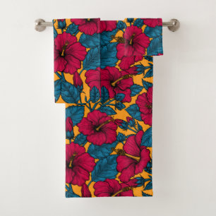 Hibiscus flowers bath towel set