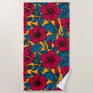 Hibiscus flowers beach towel
