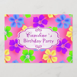 Hibiscus flowers Birthday Party Save The Date