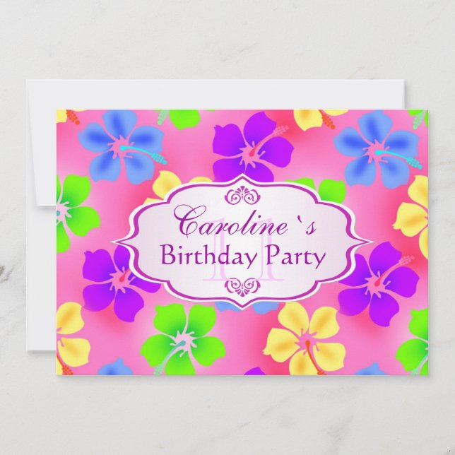 Hibiscus flowers Birthday Party Save The Date (Front)