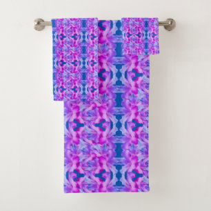 Hibiscus Flowers Bouquet Pattern Tinted Bath Towel Set