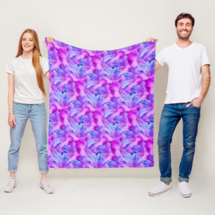 Hibiscus Flowers Bouquet Tinted  Fleece Blanket