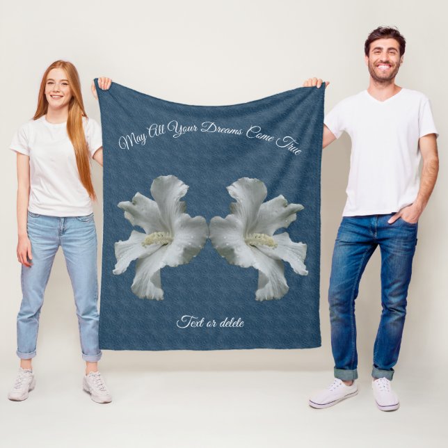 Hibiscus Flowers Dreams Come True Inspirational  Fleece Blanket (In Situ)