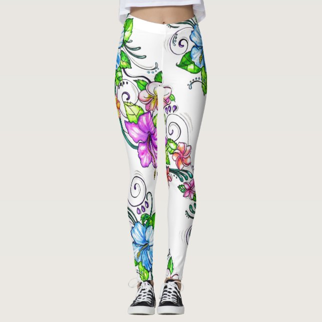 Hibiscus Flowers Leggings (Front)