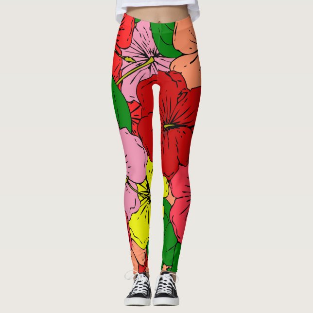 Hibiscus Flowers Leggings (Front)