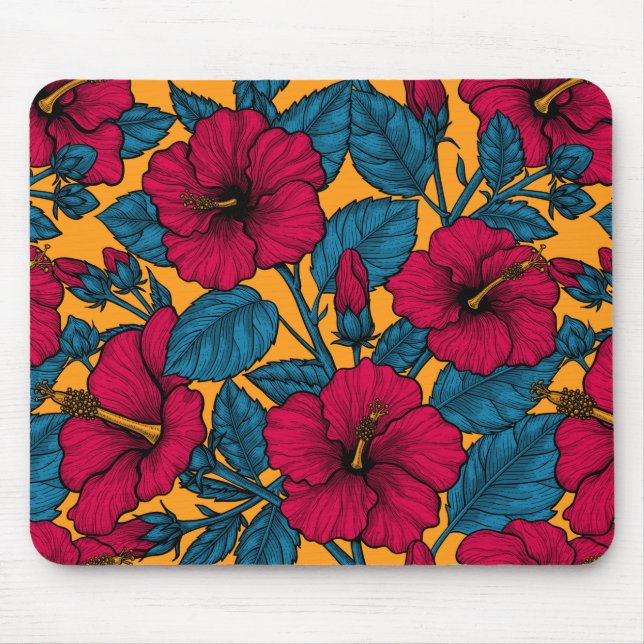 Hibiscus flowers mouse mat (Front)