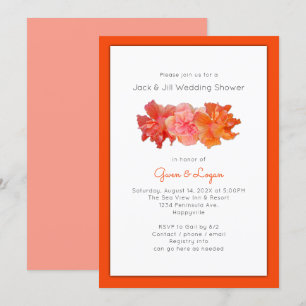 Hibiscus Flowers Orange Wedding Shower Invitation